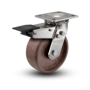 Stainless Steel 8" Hi-Temp Precision Ball Bearing Swivel Caster with Total Lock & 4"x4.5" Plate colson-header1