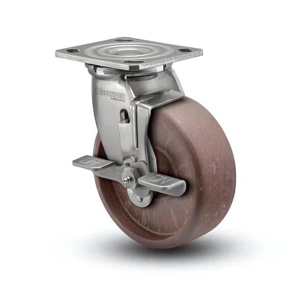 Stainless Steel 8"x2" Thermo Hi-Temp Precision Ball Bearing Side-Lock Caster with 4"x4.5" Plate & 1200 lb Load Capacity colson-header1