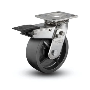 8" x 2" Stainless Steel Polyolefin Roller Bearing Caster with Total Lock, 4" x 4.5" Plate – Heavy Duty Industrial Caster for Secure Mobility and Durability | Model D4.08109.839 BRK4 SS WB29 colson-header