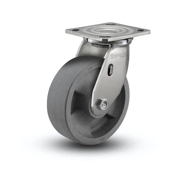 Stainless Steel 8"x2" HD Nylon Glass Filled Roller Bearing Swivel Caster with 4"x4.5" Plate - 1250 lb Load Capacity colson-header1