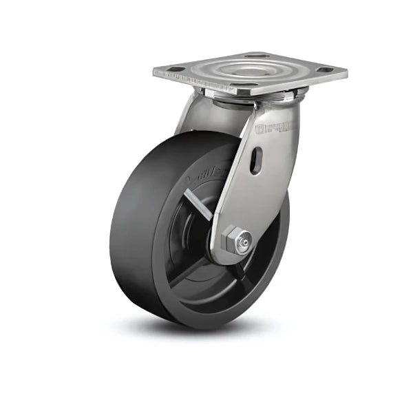 8" x 2" Stainless Steel Polyolefin Roller Bearing Caster with 4" x 4.5" Mounting Plate – Heavy-Duty, Corrosion-Resistant Model D4.08109.839 SS WB29 colson-header