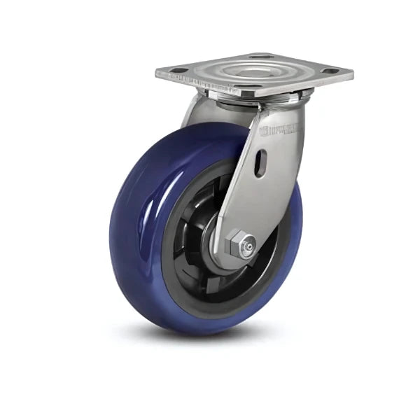 8" x 2" Eagle Polyurethane Precision Ball Bearing Caster with 4" x 4.5" Plate - Heavy-Duty, Durable Design for Smooth Mobility and Easy Installation - D4.08109.925 EG SS colson-header