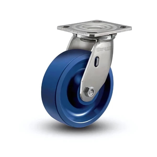 8" x 2" Stainless Steel Solid Polyurethane Precision Ball Bearing Caster with 4" x 4.5" Plate - Heavy-Duty Mobility Solution for Industrial and Commercial Use - D4.08109.935 KW SS colson-header
