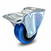 Colson Elastique E329RB 3 inch blue rubber rigid caster — 220 lb capacity, top plate mount, non-marking elastic rubber wheel