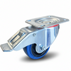 Colson Elastique E322RB-SWB 3 inch blue rubber swivel caster with total lock brake — 220 lb capacity, locks wheel and swivel together
