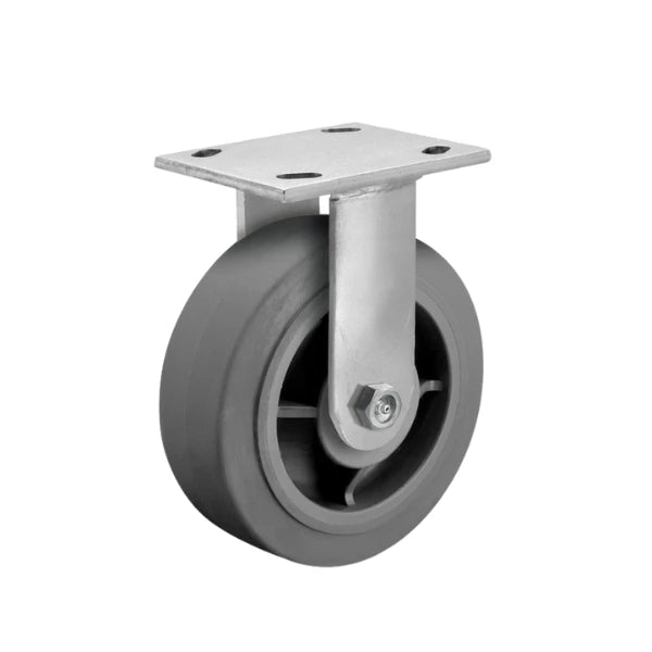 Faultless Medical 6" x 2" Grey Rubber Stainless Steel Rigid Caster - 4" x 4-1/2" Top Plate, 600 lbs Capacity | SKU: 120XS06201R Faultless