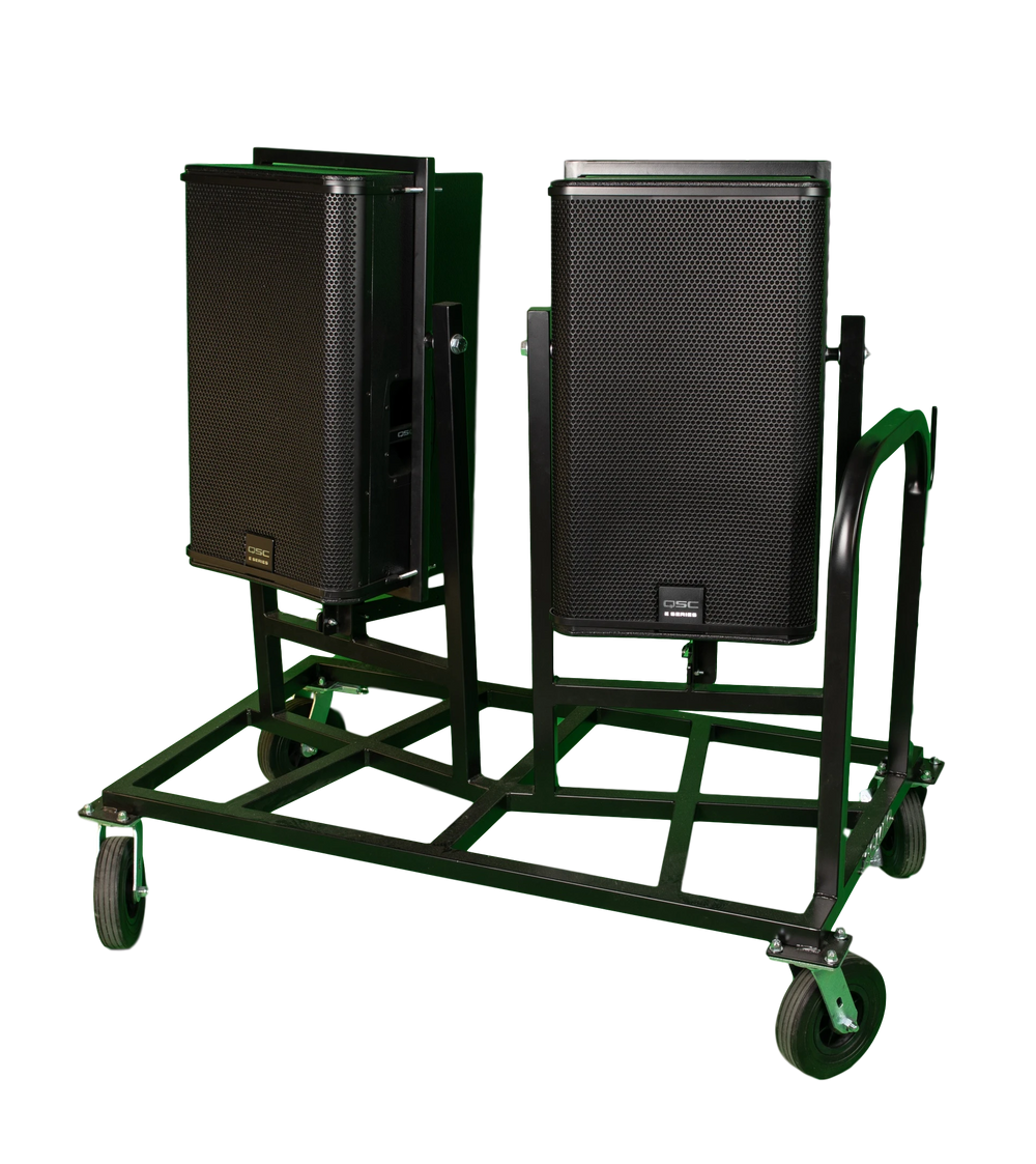 Corps Design Tilting Dual Main Speaker Cart (up to 20"w x 19"d) - FC-DDMAIN | Heavy-Duty, Vertical Speaker Orientation, Tilt-Lock System & Cable Hook for Professional Audio Systems Corps Design Logo - We Move Music