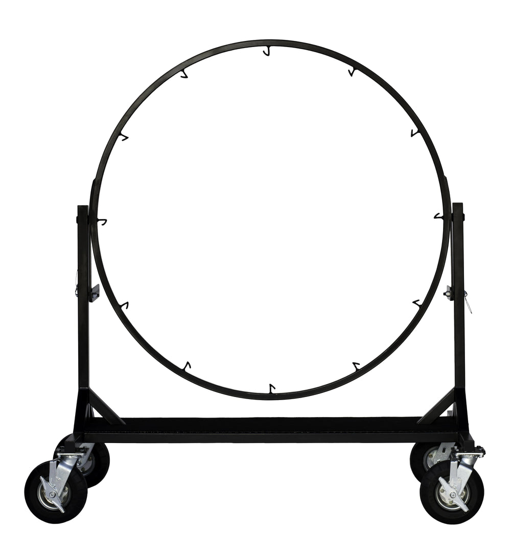 Corps Design Tilt-Lock Bass Drum Frame FCBD – Durable 50" Interior Diameter, 12 Suspension Hooks, Patented Tilt-Lock Mechanism, with Storage Shelf for Band Halls Corps Design Logo - We Move Music