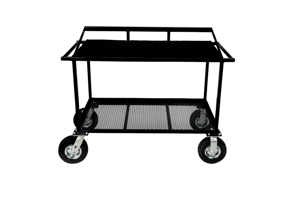 Corps Design Bell Kit Cart - 42" x 24" Percussion Transport Cart with Accessory Rail and Carpeted Deck (FCBELL) Corps Design Logo - We Move Music