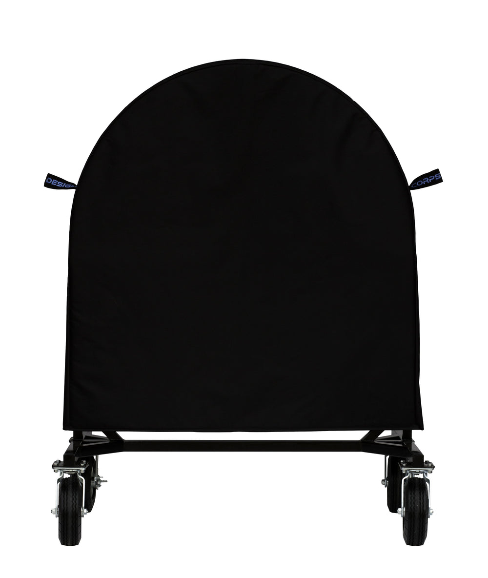 Corps Design Adjustable Gong Stand FCGONG - Height Adjustable Frame for Gongs up to 40", Gloss Black Powder-Coated Finish, 360° Welded Construction, with Industrial Swivel Casters for Easy Mobility Corps Design Logo - We Move Music