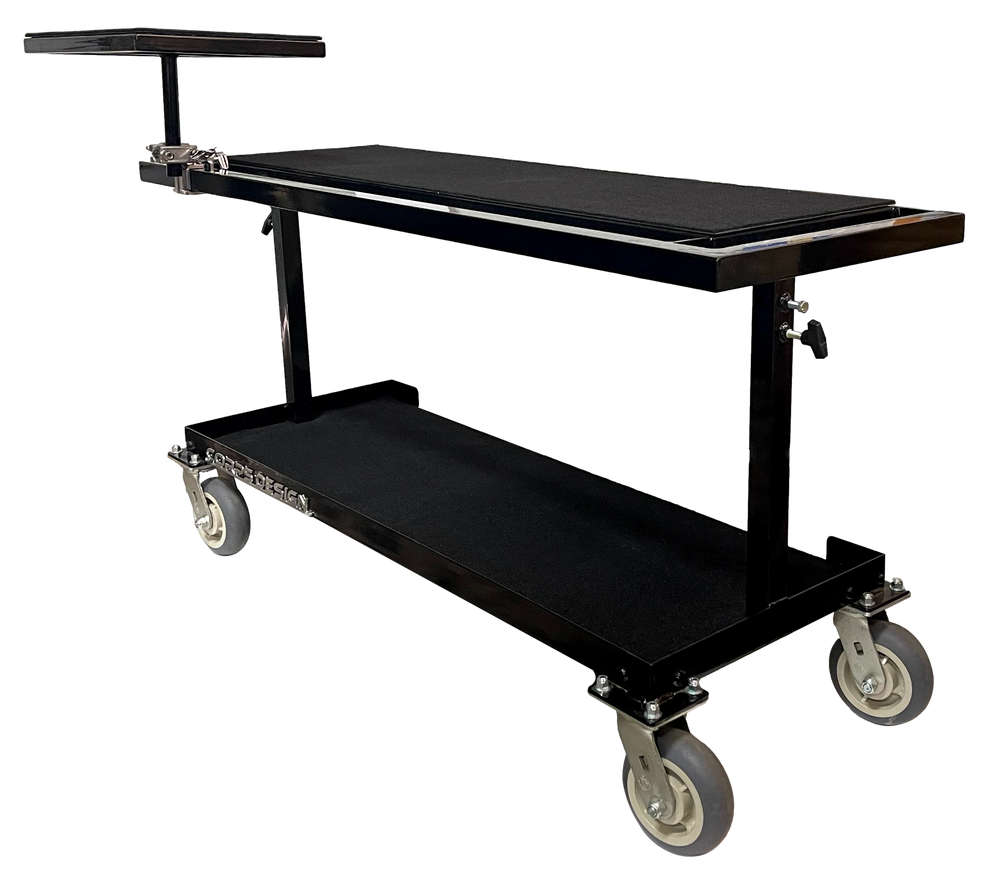 Corps Design Adjustable Height Cart for Mallet Station with Laptop Table, Mallet Holders, and Cable Management - FCMALLET Corps Design Logo - We Move Music