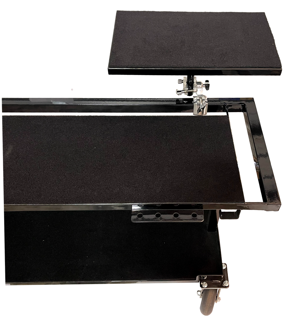 Corps Design Adjustable Height Cart for Mallet Station with Laptop Table, Mallet Holders, and Cable Management - FCMALLET Corps Design Logo - We Move Music