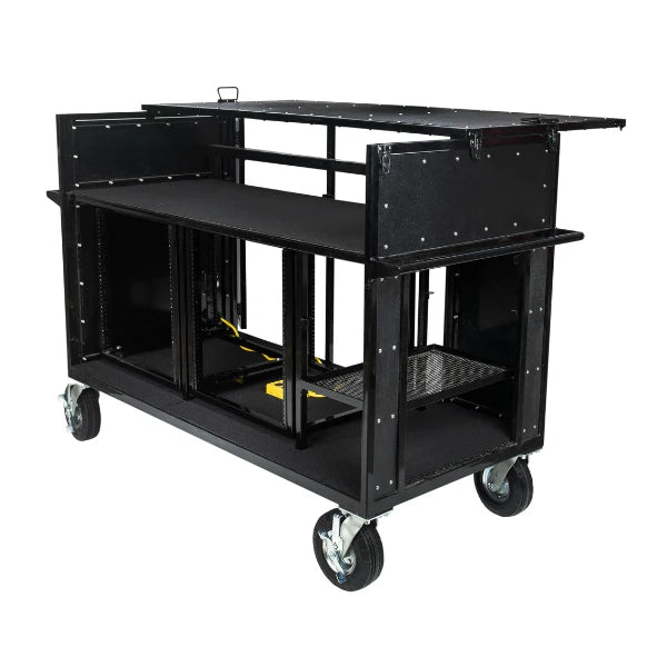 Corps Design Large Mixer Cart with 24U Shock-Mount Rack Space, Side Access & Storage - FCMIX24 - Durable, Impact-Resistant Casters, AC Power & Custom I/O Ports for Professional Equipment Management Corps Design Logo - We Move Music