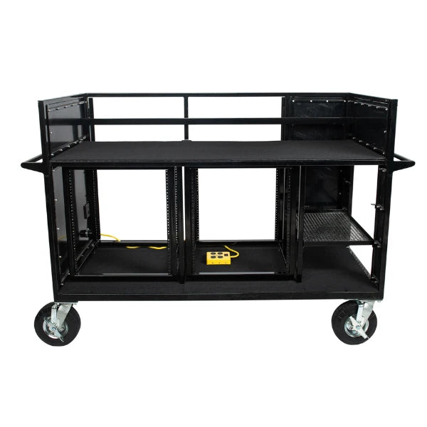 Corps Design Large Mixer Cart with 24U Shock-Mount Rack Space, Side Access & Storage - FCMIX24 - Durable, Impact-Resistant Casters, AC Power & Custom I/O Ports for Professional Equipment Management Corps Design Logo - We Move Music