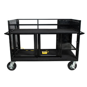 Corps Design Large Mixer Cart with 24U Shock-Mount Rack Space, Side Access & Storage - FCMIX24 - Durable, Impact-Resistant Casters, AC Power & Custom I/O Ports for Professional Equipment Management Corps Design Logo - We Move Music