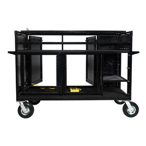 Corps Design Large Mixer Cart with 24U Shock-Mount Rack Space, Side Access & Storage - FCMIX24 - Durable, Impact-Resistant Casters, AC Power & Custom I/O Ports for Professional Equipment Management Corps Design Logo - We Move Music