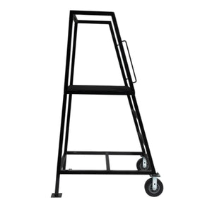 Corps Design "Elevate" Podium - 4' x 30" x 30", 2-Wheel, Safety Railing, Skid Guard, Black Satin Powder Coat - FCPOD4.2 Corps Design Logo - We Move Music