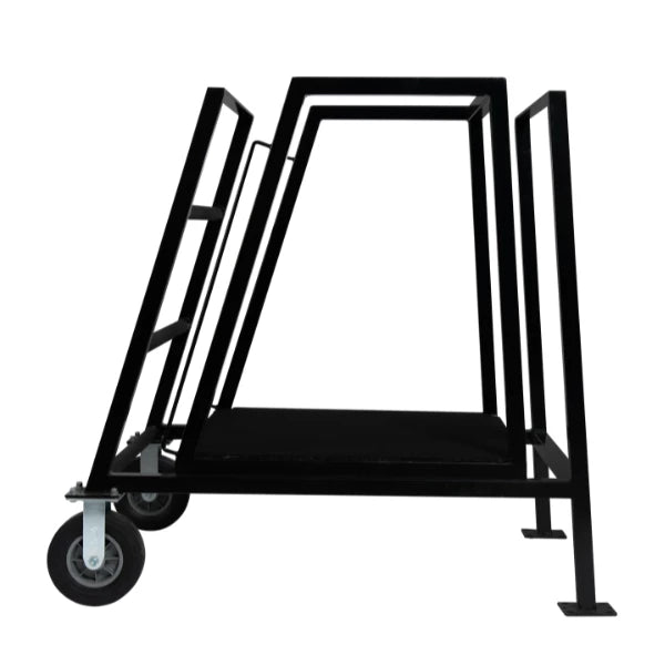Corps Design "Elevate" Podium - 4' x 30" x 30", 2-Wheel, Safety Railing, Skid Guard, Black Satin Powder Coat - FCPOD4.2 Corps Design Logo - We Move Music