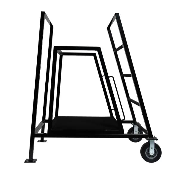 Corps Design "Elevate" Podium - 5' x 30" x 30", 2-Wheel, Black Satin Powder Coat, Safety Railing with Skid Guard - FCPOD5.2 -  | CasterHQ