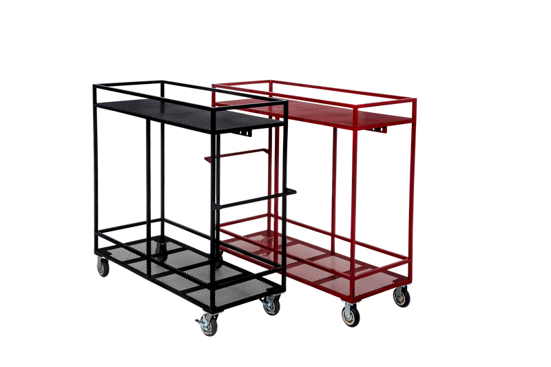 Corps Design Uniform Cart-20 – Heavy-Duty Band & Theater Uniform Storage Cart with Hat Box Storage, Custom Colors, and Durable Casters (FCUNI20) Corps Design Logo - We Move Music