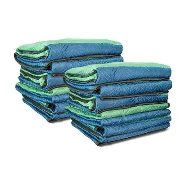 ProSeries™ Moving Pads - 72" x 80" Green/Blue/Black Padded Covers, 12-Pack, High-Density Protection for Moving & Storage - FP2009 -  | CasterHQ