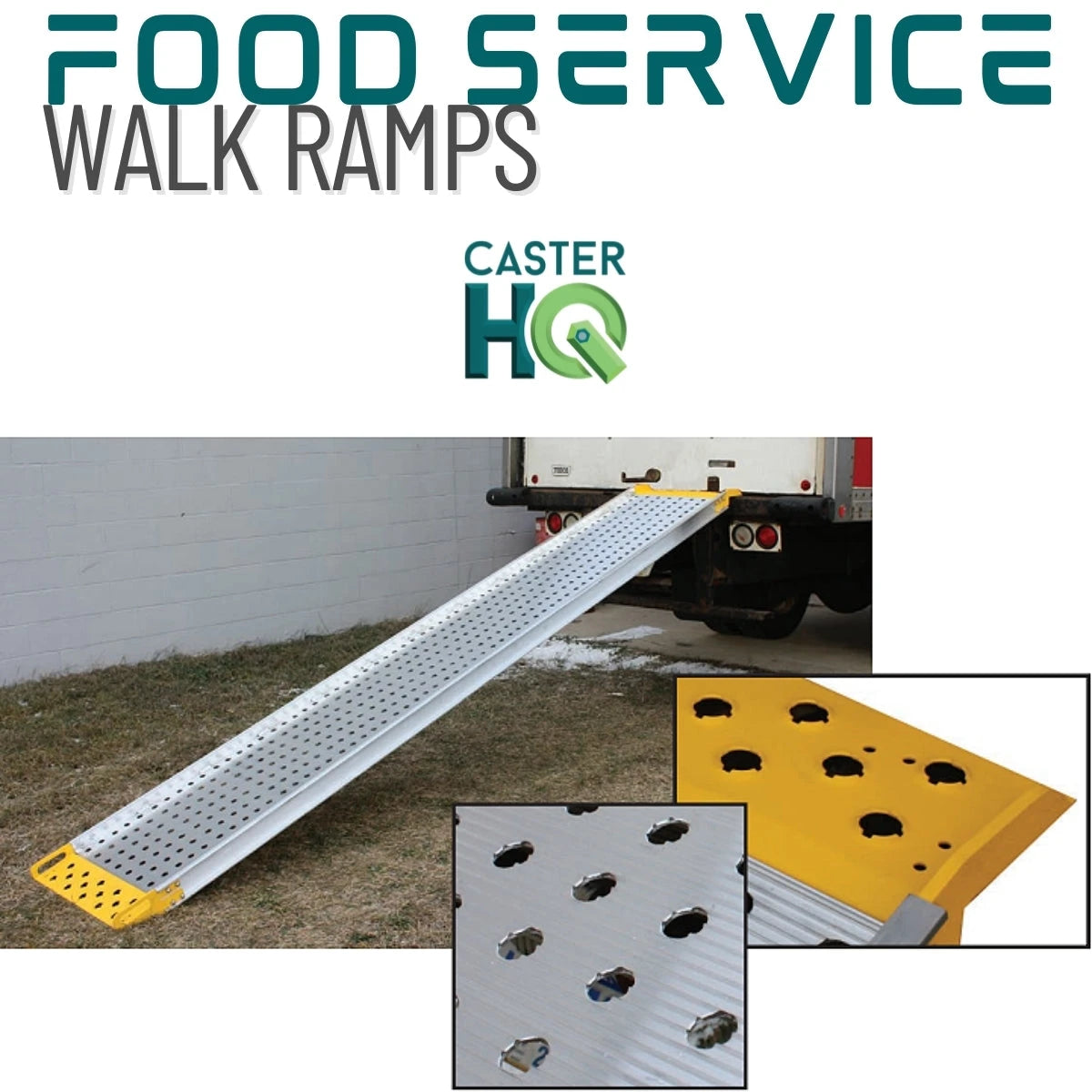 12ft Food Service Walk Ramp with Double Hook - High-Traction, Lightweight Aluminum FSW-2612-AH BP MFG