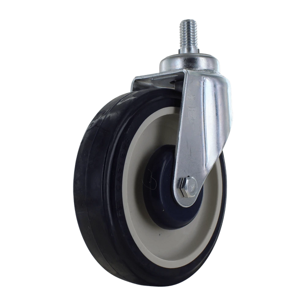 5 Inch Premium Swivel Shopping Cart Caster - Zinc Plated Heat Treated Yoke | Dual Precision Bearings P&H Casters