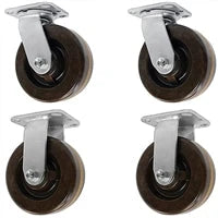 5" X 2" High Temperature Phenolic Wheel | 2 Swivel & 2 Rigid | 2,400 lbs Capacity Per Set of 4 CasterHQ