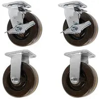 5" X 2" High Temperature Phenolic Wheel | 2 Swivel w/Brakes & 2 Rigid | 3,000 lbs Capacity Per Set of 4 -  | CasterHQ