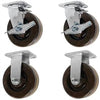 6" X 2" High Temperature Phenolic Wheel | 2 Swivel w/Brakes & 2 Rigid | 3,600 lbs Capacity Per Set of 4 CasterHQ