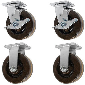 6" x 2" Phenolic Swivel & Rigid Caster Set – 3,600 lb