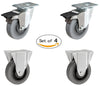 5" X 1-1/4" GRAY THERMO RUBBER CASTER SET OF 4 (NON MARKING) WHEEL - 1,200 LBS CAPACITY CasterHQ
