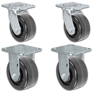 5" x 2" |  2 Swivel Casters & 2 Rigid Set of 4 | Phenolic Wheel | 3,200 Lbs Capacity CasterHQ