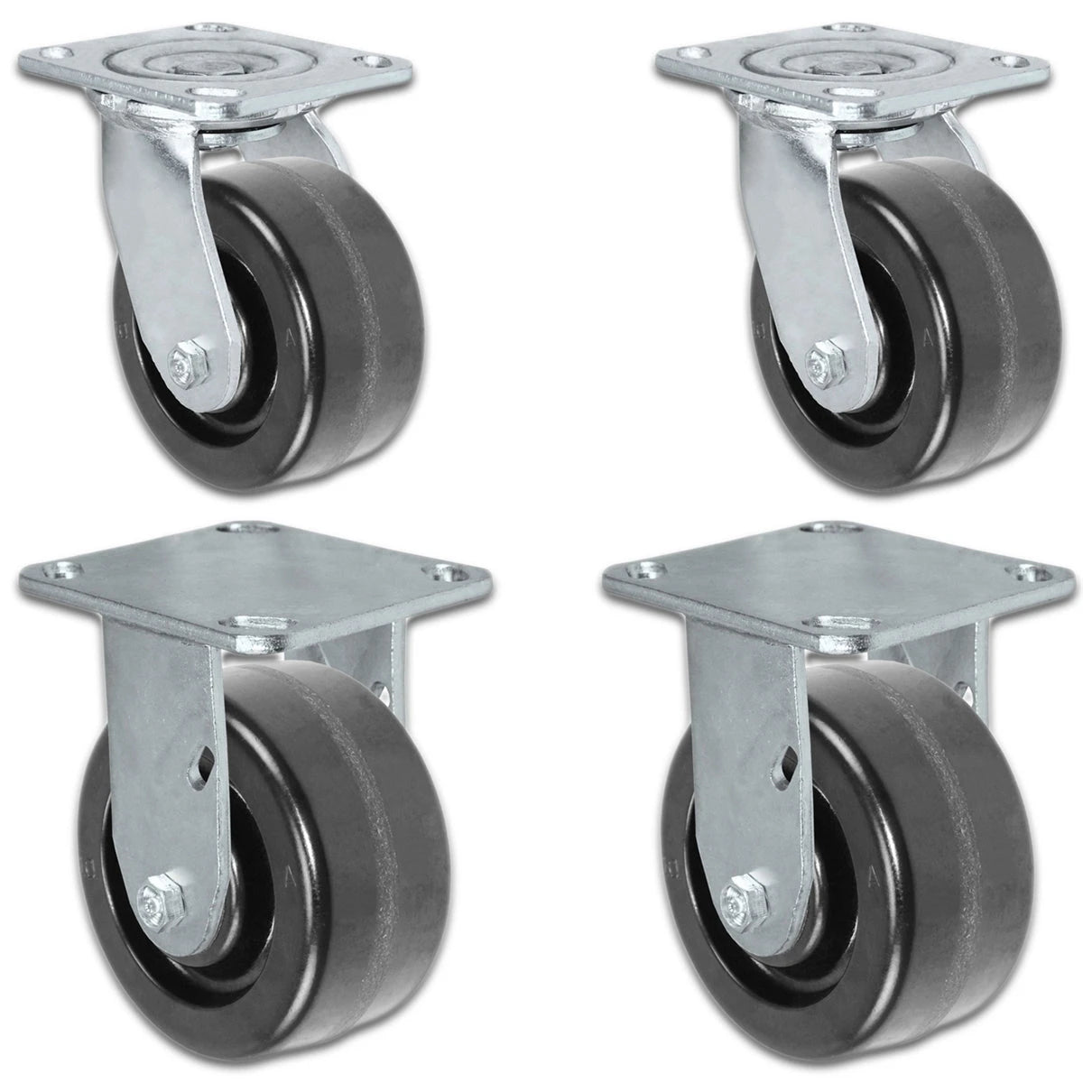 3-1/4" x 2" |  2 Swivel Casters & 2 Rigid Set of 4 | Phenolic Wheel | 2,800 Lbs Capacity CasterHQ