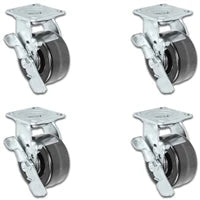 5" x 2" |  4 Swivel Casters with Brakes | Set of 4 | Phenolic Wheel | 3,200 Lbs Capacity CasterHQ
