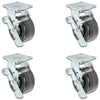 4 Inch x 2 Inch Swivel Caster Set with Brakes - 4 Pack | 3200 lbs Total Capacity | Phenolic Wheel CasterHQ