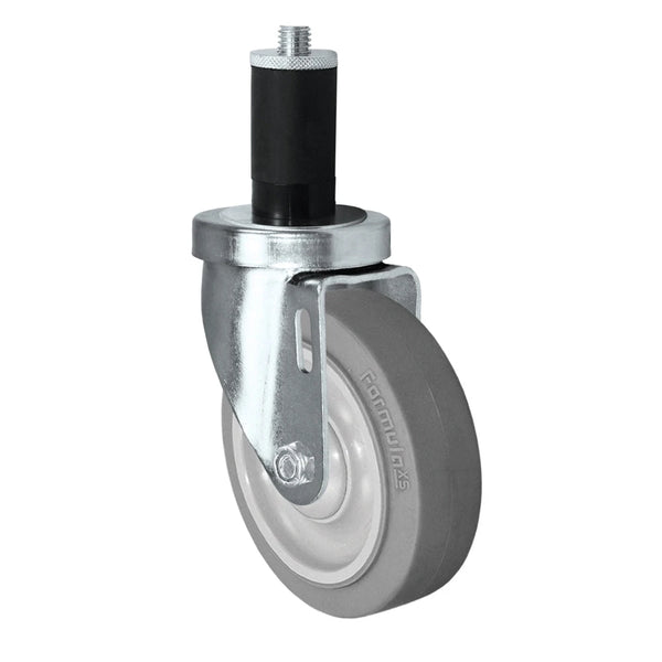 4" X 1-1/4" Swivel Caster | Gray Thermo Plastic Rubber Wheel | 1-3/16" Expanding Stem | 250 Lbs Capacity CasterHQ