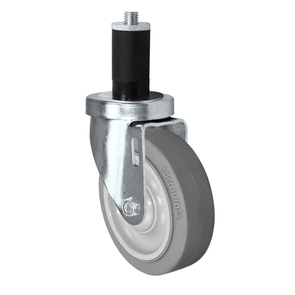 4" X 1-1/4" Swivel Caster | Gray Thermo Plastic Rubber Wheel | 1-7/8" Expanding Stem | 250 Lbs Capacity CasterHQ