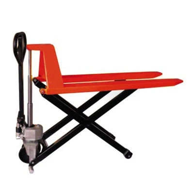 HL2045 Scissor Lift Pallet Jack Truck | Wheels Polyurethane on Steel | 27" Width | 48" Length | 2200 lb. Load Capacity | Orange Color CasterHQ