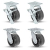 High-Capacity 5" x 2" Swivel Caster Set with Brakes | Durable Phenolic Wheels | 3,200 Lbs Load Capacity | NSF & RoHS Compliant CasterHQ