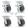High-Capacity 5" x 2" Swivel Caster Set with Brakes | Durable Phenolic Wheels | 3,200 Lbs Load Capacity | NSF & RoHS Compliant CasterHQ