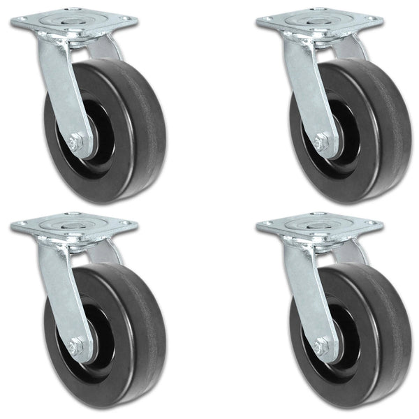 6" x 2" | Swivel Caster Set of 4 | Phenolic Wheel | 3,600 Lbs Capacity CasterHQ