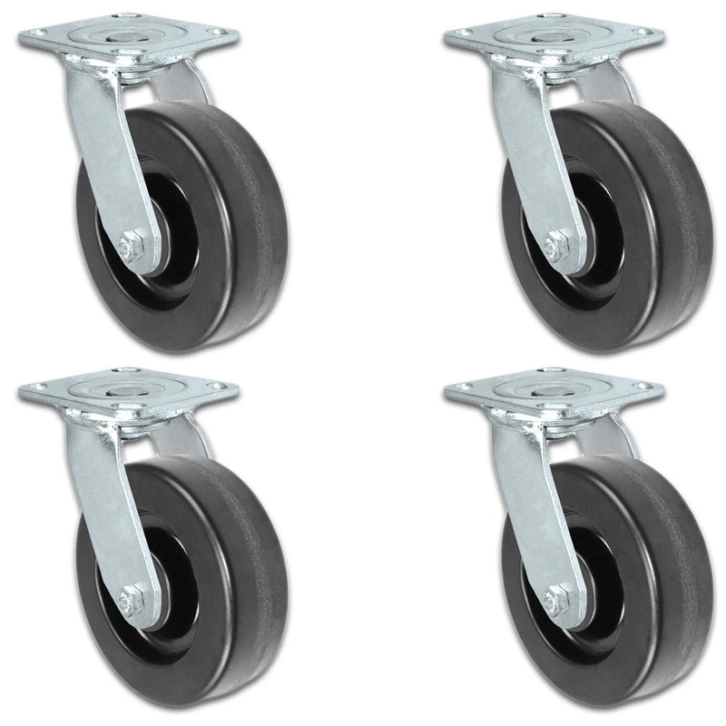6" x 2" | Swivel Caster Set of 4 | Phenolic Wheel | 3,600 Lbs Capacity CasterHQ