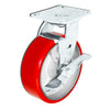 6 Inch x 2 Inch Tool Box Caster Kit - 4 Pack | 5000 lbs Total Capacity | Red Polyurethane Wheel CasterHQ