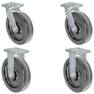 8" x 2" |  2 Swivel Casters & 2 Rigid Set of 4 | Phenolic Wheel | 4,000 Lbs Capacity CasterHQ