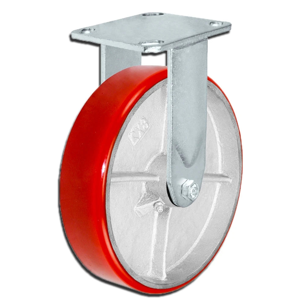 8 Inch x 2 Inch Tool Box Caster Kit - 4 Pack | 5000 lbs Total Capacity | Red Polyurethane Wheel CasterHQ