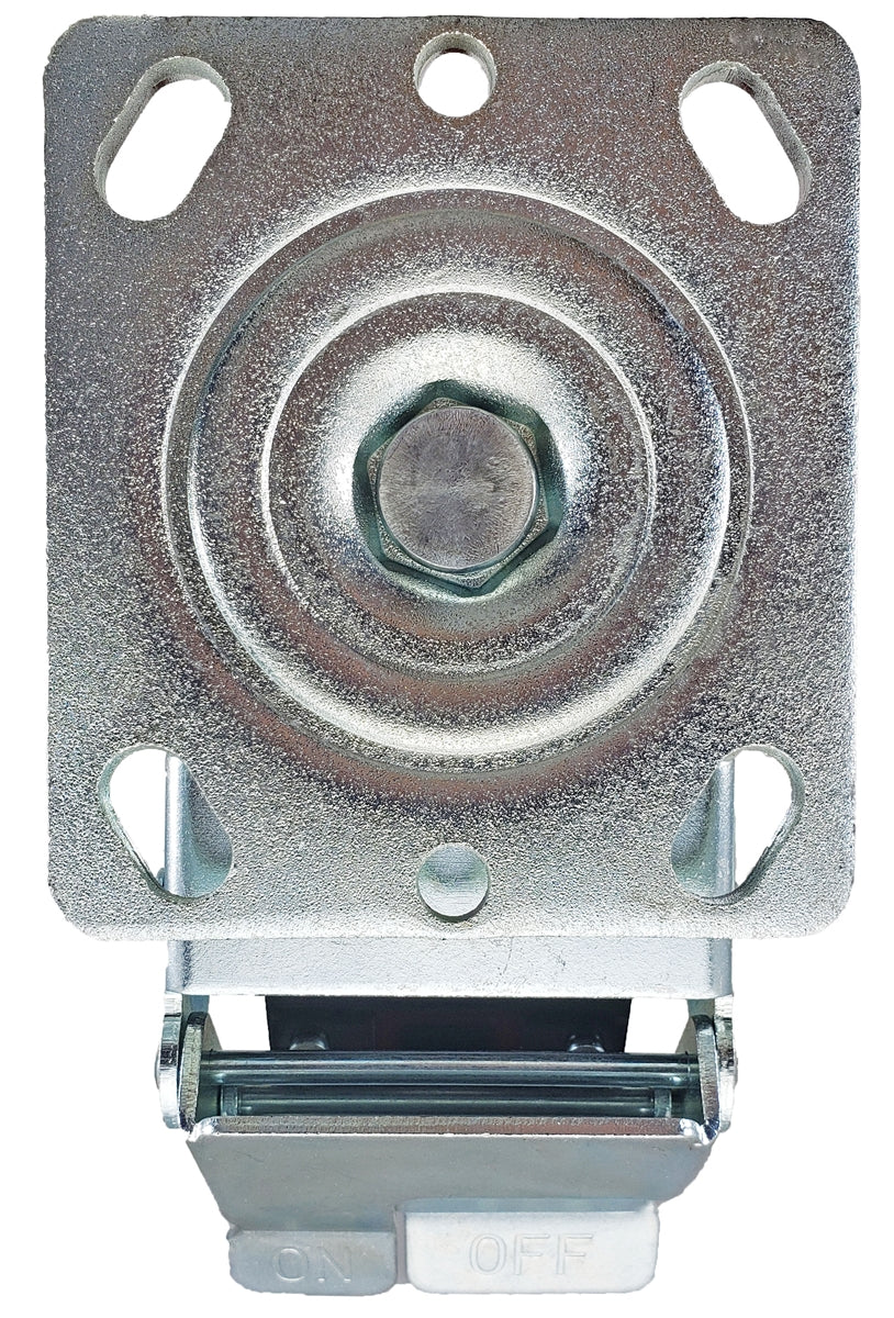 4 Inch x 2 Inch Total Lock Caster Set - 4 Pack | 2800 lbs Capacity | 2 Locking 2 Rigid Red Polyurethane CasterHQ