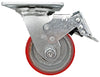 4 Inch x 2 Inch Total Lock Caster Set - 4 Pack | 2800 lbs Total Capacity | Red Polyurethane Wheel CasterHQ