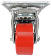 4 Inch x 2 Inch Total Lock Caster Set - 4 Pack | 2800 lbs Total Capacity | Red Polyurethane Wheel CasterHQ