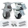 5" x 2" Total Lock Caster Set - Heavy Duty Locking Casters with Dual Pedal Metal Brakes and Phenolic Wheels, 800 lbs Capacity CasterHQ